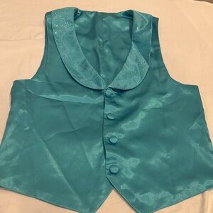 Handmade Teal Satin Button Front Vest fit between small/medium